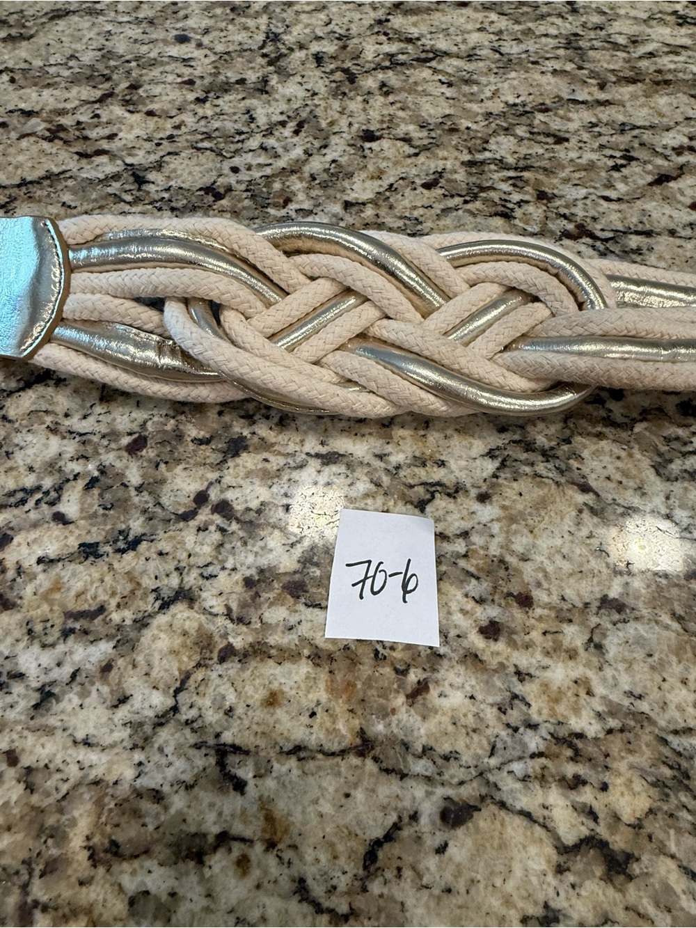 Venus rope braided silver gold metallic cream stretch belt SZ S/M - Picture 14 of 15